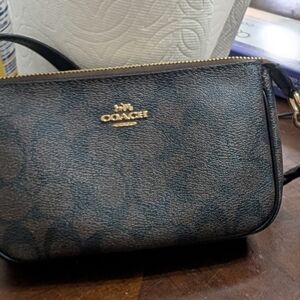 Coach Black and Brown Signature Wristlet